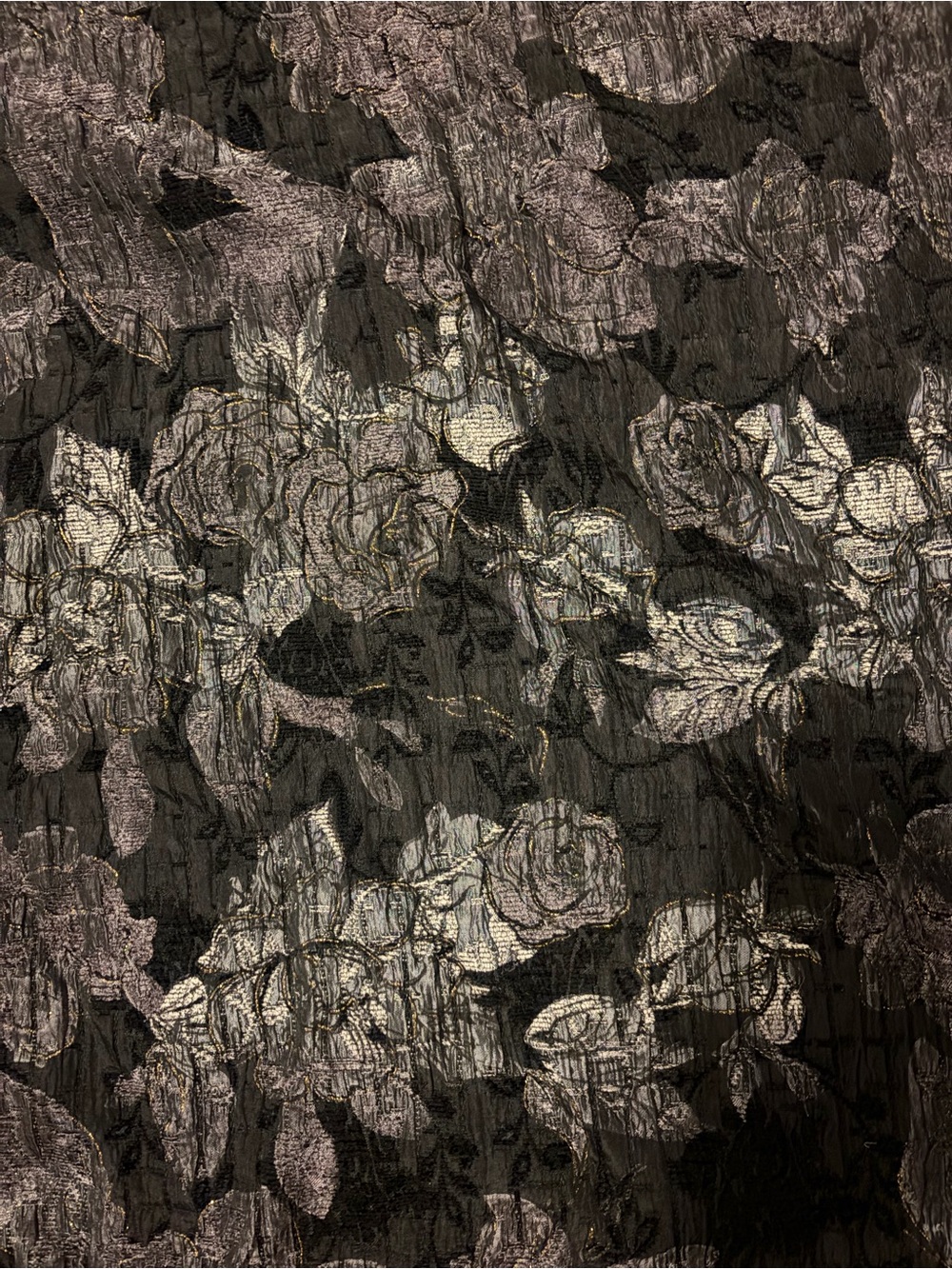Made in Italy - Silk Blend Black Floral Jacquard Fabric  - 1.8 yards - 55” width